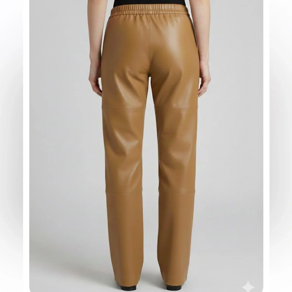 VTG Terry Lewis Classic Luxuries 100% Leather Brown Trouser Size 12 - Picture 2 of 10